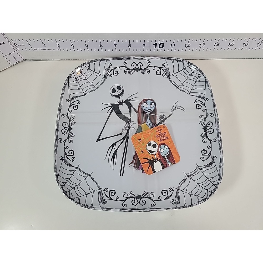 4 Halloween Jack & Sally Melamine Plate Set Nightmare Before Christmas NEW